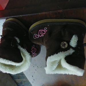 Osh Kosh Brown w pink heart embellishments - faux fur